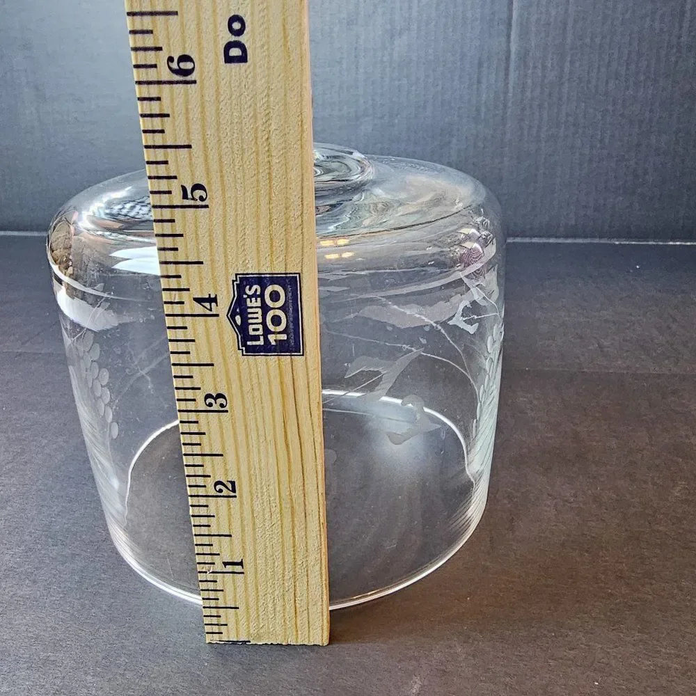 Replacement Clear Glass Dome for Cheese Board Etched Grapes 6